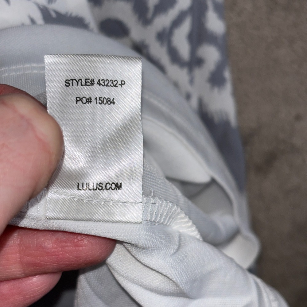 Lulus Shift Mini Dress Womens Small Give Me a Print Light Slate Gray Round Neck - Picture 8 of 12